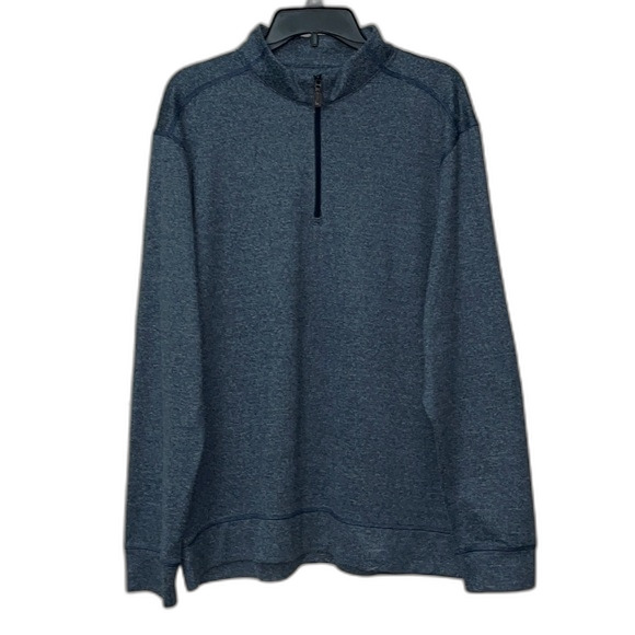GREG NORMAN Men’s 1/4 Zip Pullover Performance Sweater Elbow patch Blue size XL - Picture 1 of 12